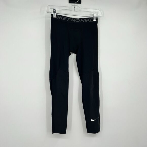 Lot 2 Nike Pro Dri Fit Tight Mens M Black Gray Cropped Leggings Workout Athletic - Picture 2 of 16